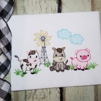 Farm Animals Machine Embroidery Design - Sketch Stitch